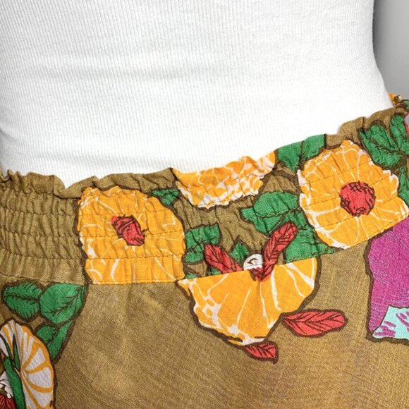 FREE PEOPLE RARE Floral Ruffled + Ruched Midi Skirt - Picture 4 of 6